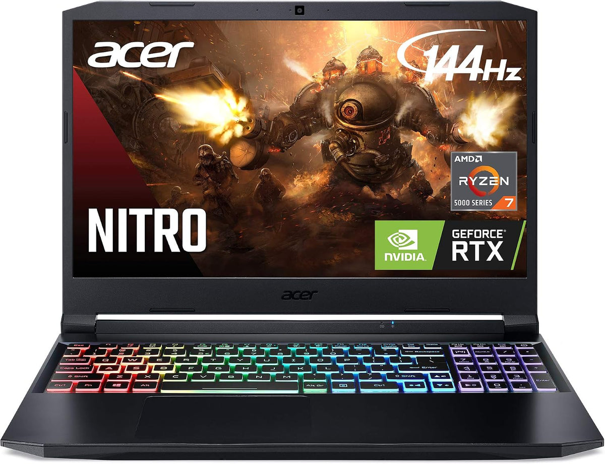 acer Nitro 5 AN515-45-R92M Gaming Laptop, AMD Ryzen 7 5800H (8-Core) | NVIDIA GeForce RTX 3060 Laptop GPU |15.6' FHD 144Hz IPS Display | 16GB DDR4 | 512GB NVMe SSD | WiFi 6 | RGB Backlit Keyboard