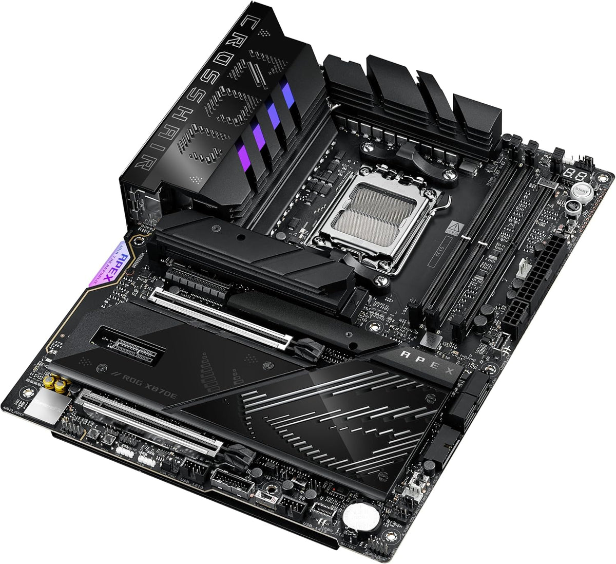 ASUS ROG Crosshair X870E APEX AMD X870E AM5 ATX Motherboard, Advanced AI PC-Ready, 18+2+2 Stages, DDR5, ROG Memory Fan, ROG DIMM.2 Card, Wi-Fi 7, 5G LAN, 3X M.2, PCIe® 5.0, USB4®, USB Type-C®, AI OC