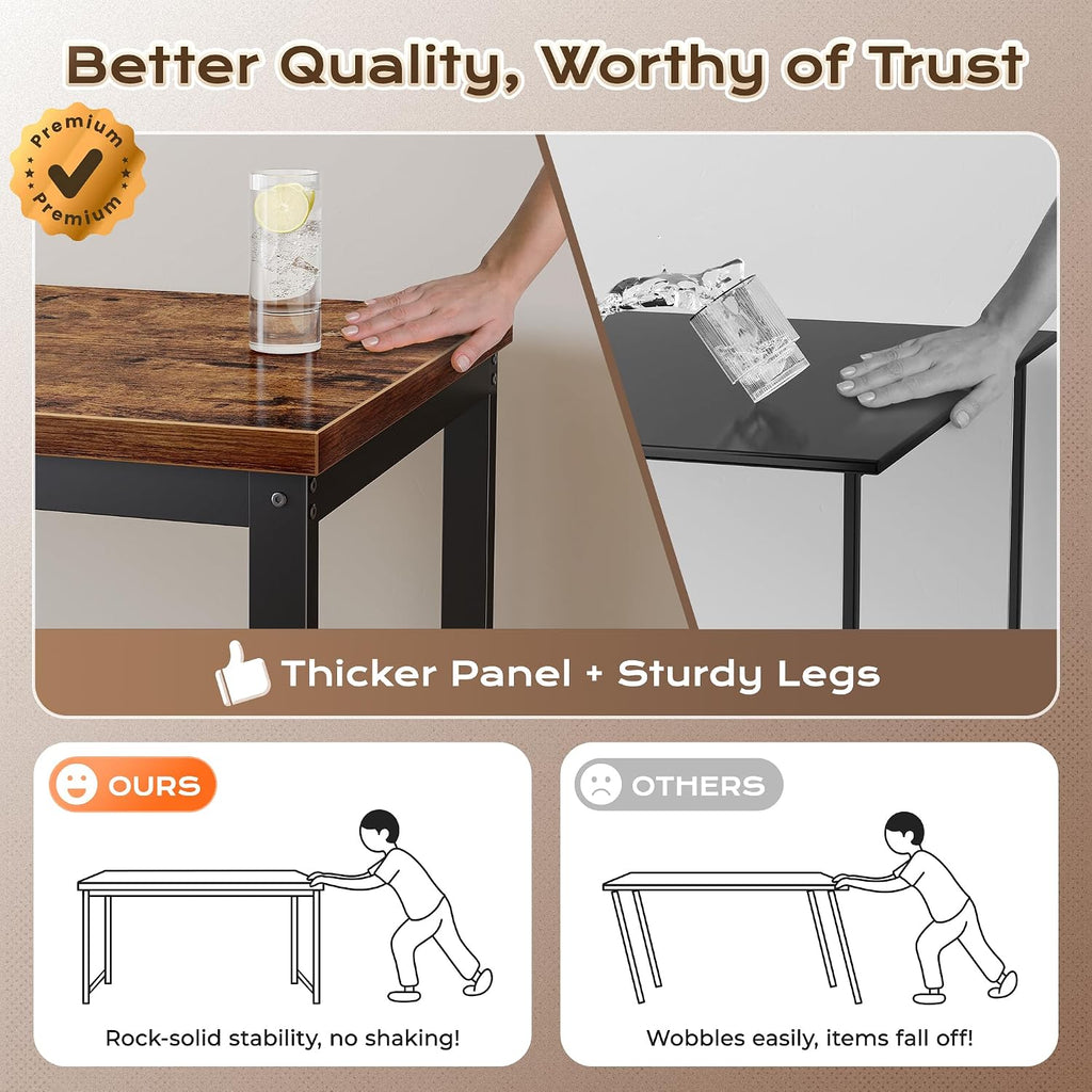 Huuger 55 x 24 inch Desk with Power Outlets & USB-C, Deeper & Thicker Desktop, Robust Metal Tubes, Computer Desk, Heavy Duty Office Desk, Work Gaming Desk for Home Office, Rustic Brown