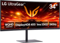 LG 34G630A-B 34-Inch Ultragear WQHD (3440 x 1440) Curved Gaming Monitor, 240Hz, 1ms, FreeSync Premium, DisplayHDR 400, Built-in Speaker, HDMI, DisplayPort, USB Type-C, Tilt/Height/Swivel Stand, Black
