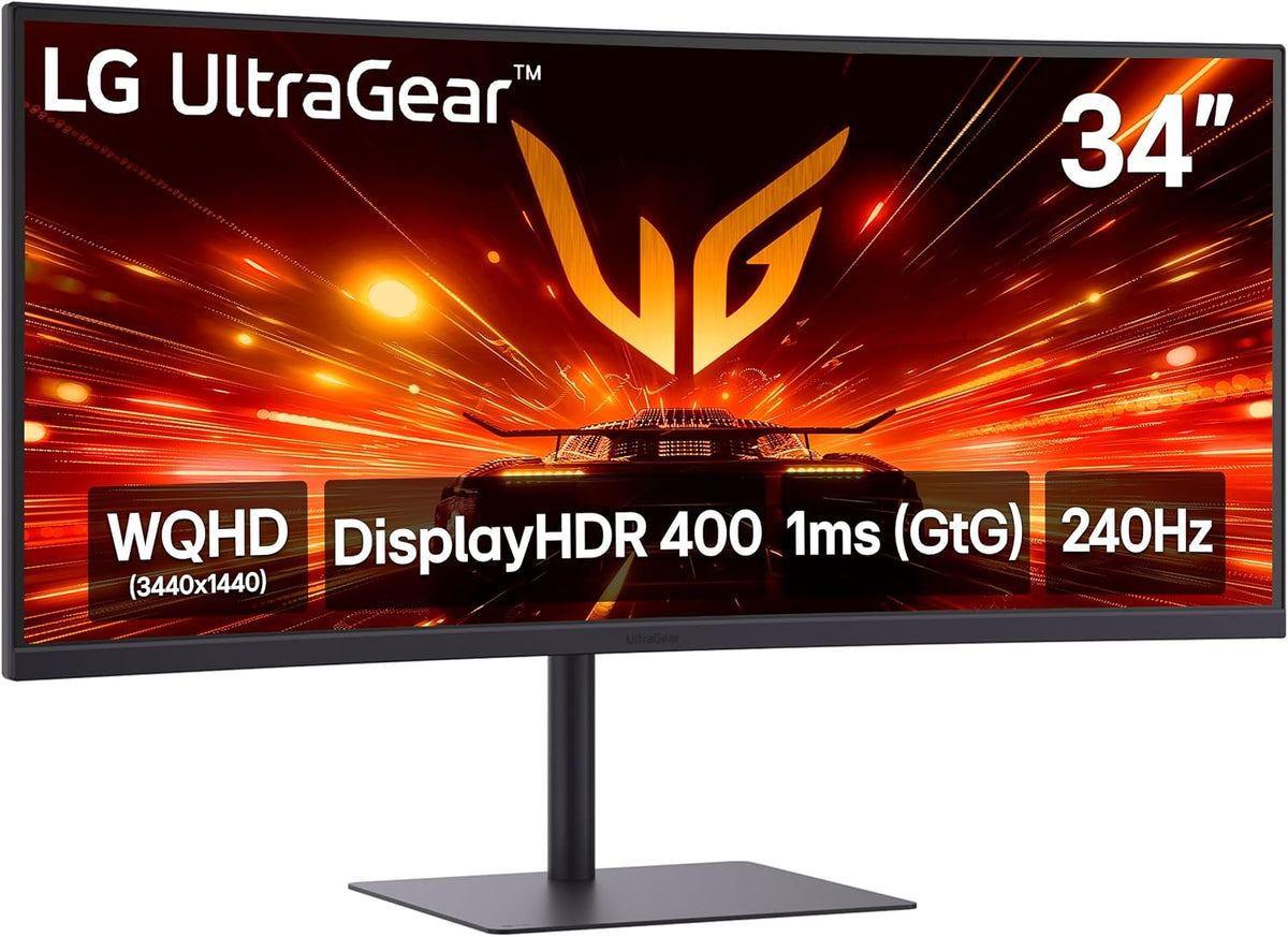 LG 34G630A-B 34-Inch Ultragear WQHD (3440 x 1440) Curved Gaming Monitor, 240Hz, 1ms, FreeSync Premium, DisplayHDR 400, Built-in Speaker, HDMI, DisplayPort, USB Type-C, Tilt/Height/Swivel Stand, Black