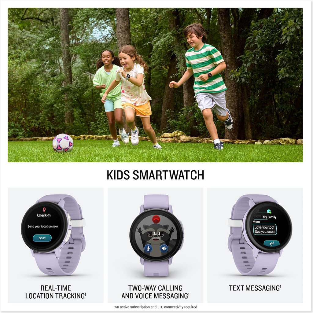 Garmin Bounce™ 2, Kids Smartwatch with Calling, Messaging and Location Tracking Features, Light Purple