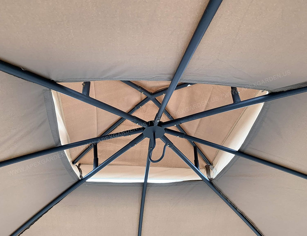Canopy Top for Garden Treasures 10 ft x 10 ft Brown Metal Square Semi- Gazebo Model #L-GZ038PST-F (Tan) (FABRIC TOP ONLY)