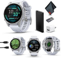 Garmin Fenix 8 43MM AMOLED Premium Multisport GPS Smartwatch Silver with Whitestone Silicone Band, Built-in LED Flashlight, Health & Fitness Smart Watch Bundle for Men & Women