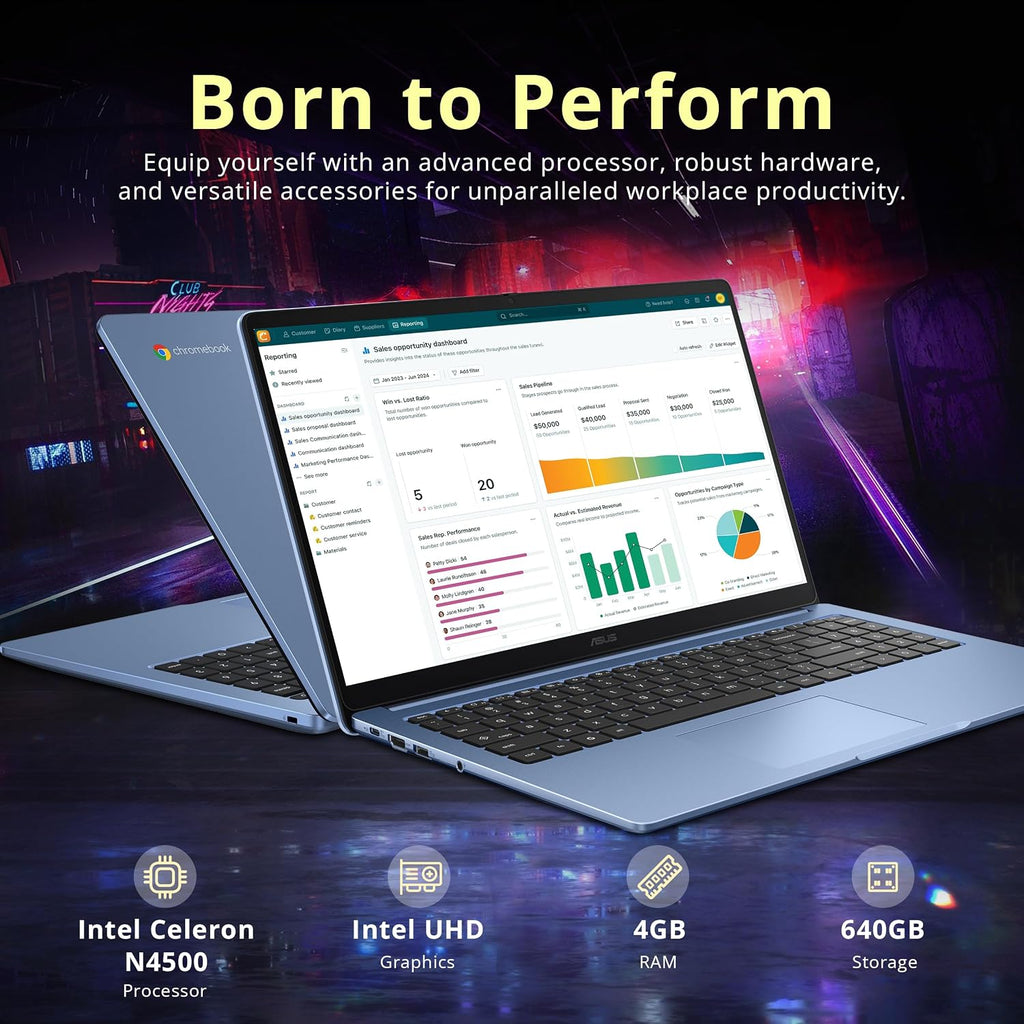 ASUS Chromebook CX15 15.6' FHD IPS Laptop, Intel Celeron N4500, 4GB RAM, 640GB Storage (128GB eMMC+512GB Docking Station Set), Intel UHD Graphics, Number Pad, Webcam, WiFi 6, Chrome OS, Fabric Blue