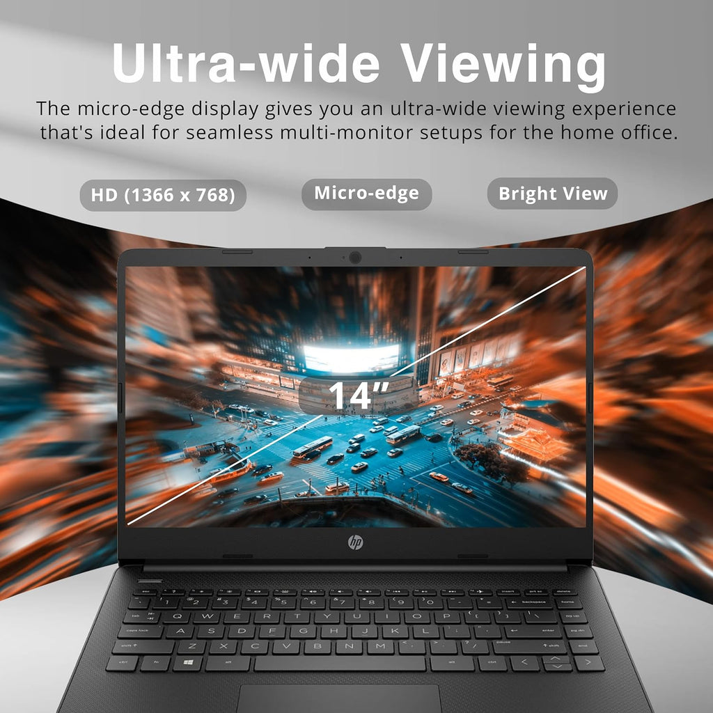 HP Stream 14' HD BrightView Laptop, Intel Celeron N4120 Processor, 8GB RAM, 64GB SSD, Intel UHD Graphics, 720p Webcam, WiFi, HDMI, Win 11 S, Black (Renewed)