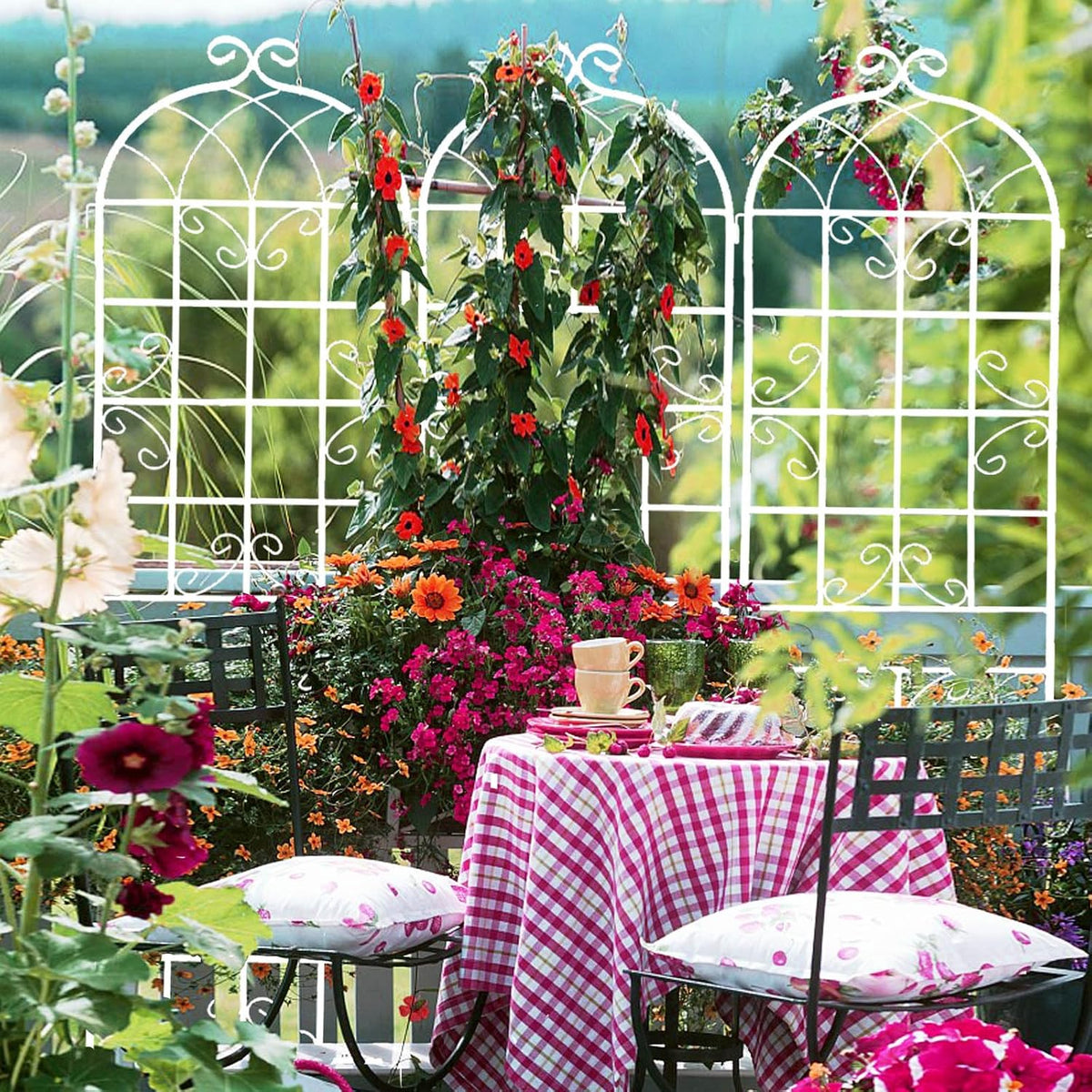 4-Piece Metal Garden Grille 86.7 'x 19.7' Rust Proof Grille (Total Length 182.68 inches) Metal Garden pergola Holiday Decoration Pavilion