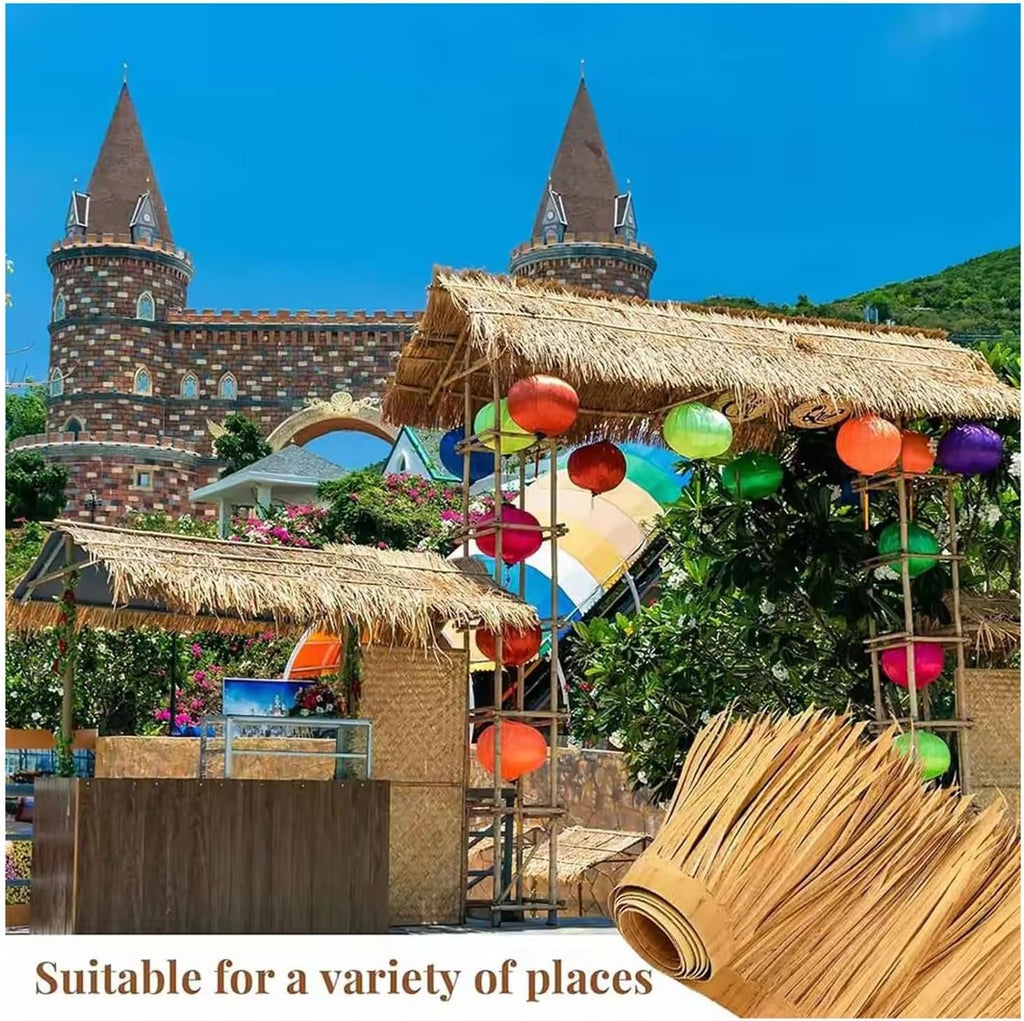 Mexican Straw Roof Thatch-Artificial Sheet For Tiki Bar Hut, Weatherproof Outdoor Umbrella, Garden Pavilion, Patio Or Fence Decoration, Palm Leaf Style, Eco-Friendly Artificial Roofing Roll 1x0.5m(1.6