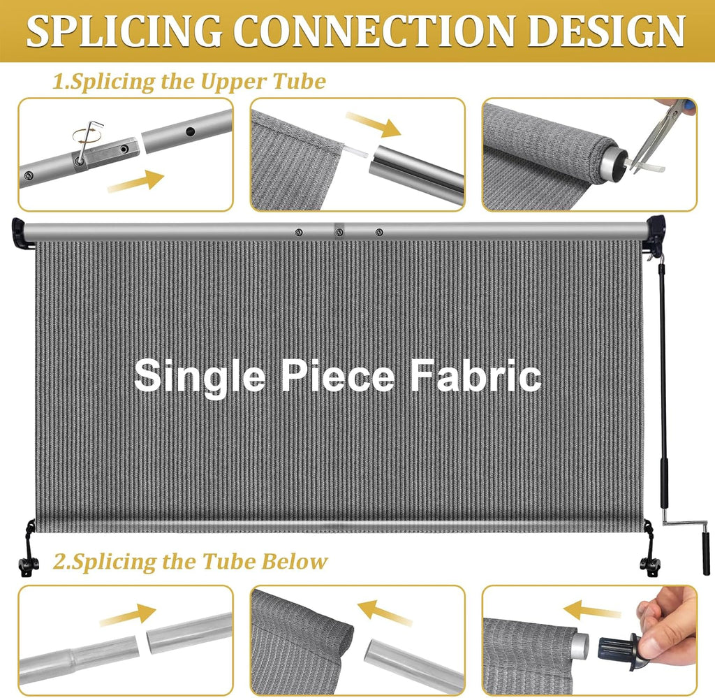 Shade&Beyond Patio Shades Roll Up Outdoor 11' W x 8' H, Cordless Roller Shade Blinds with 90% UV Protection, Exterior Sunshade Cloth Roll for Pergola Porch Gazebo Balcony, Gray