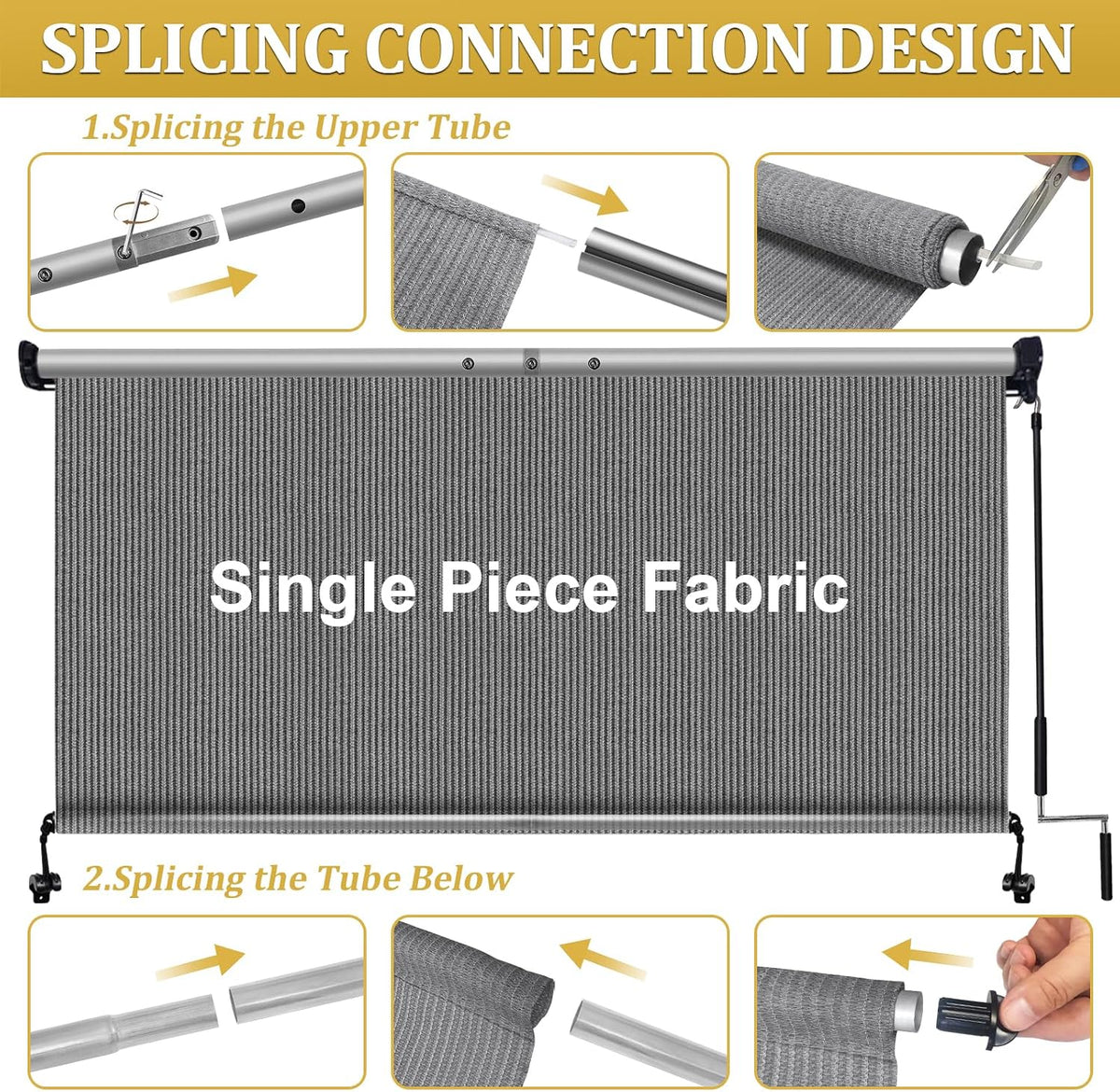 Shade&Beyond Patio Shades Roll Up Outdoor 11' W x 8' H, Cordless Roller Shade Blinds with 90% UV Protection, Exterior Sunshade Cloth Roll for Pergola Porch Gazebo Balcony, Gray