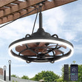 Fanbulous Outdoor Ceiling Fans with Light for Patios, 20' Weatherproof Plug in Ceiling Fan, Gazebo Fan Remote&APP Control, 3CCT Dimmable,Caged Ceiling Fan with Hanging Hook for Porch, Pergola,Canopy