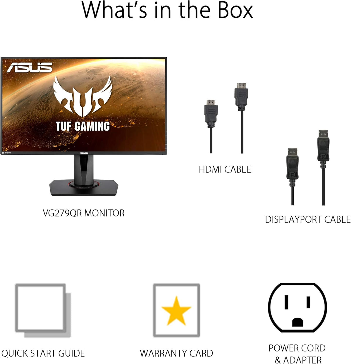 ASUS TUF Gaming 27' 1080P Monitor (VG279QR) - Full HD, IPS, 165Hz, 1ms, Extreme Low Motion Blur, G-SYNC Compatible, Shadow Boost, VESA Mountable, DisplayPort, HDMI, Height Adjustable