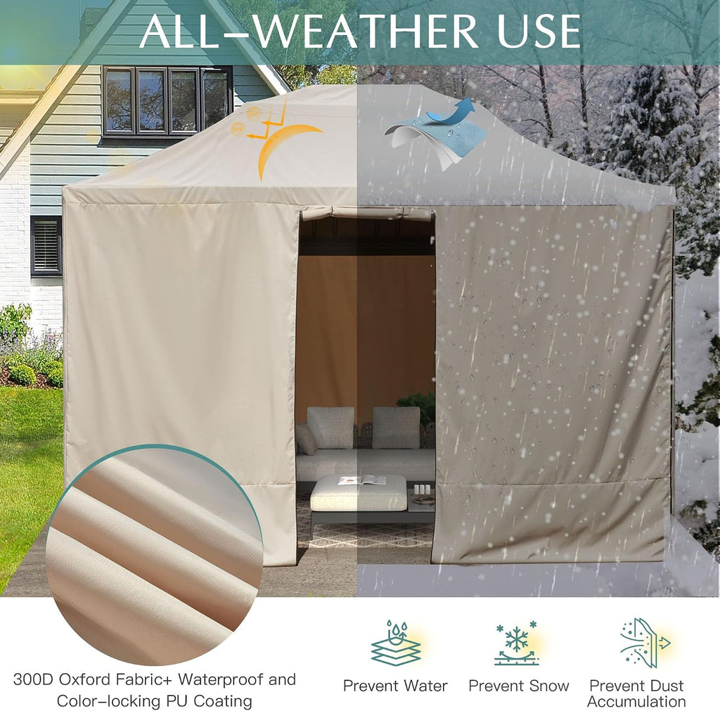 EROMMY Gazebo Cover for 10'x13' Gazebos,Outoor Winter Gazebo Cover with Sidewalls and Mesh Windows,Convert Gazebo into a Storage Space,Beige(Gazebo not Included)