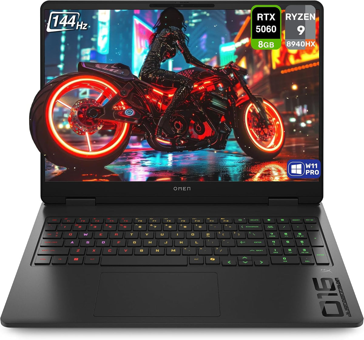 HP OMEN Gaming Laptop, AMD Ryzen 9-8940HX, 64 GB DDR5 RAM, 2 TB PCIe SSD, 16' 2K (1920x1200) 144Hz Display, Nvidia G-Force RTX 5060, Backlit Keyboard, W11 Pro, Shadow Black