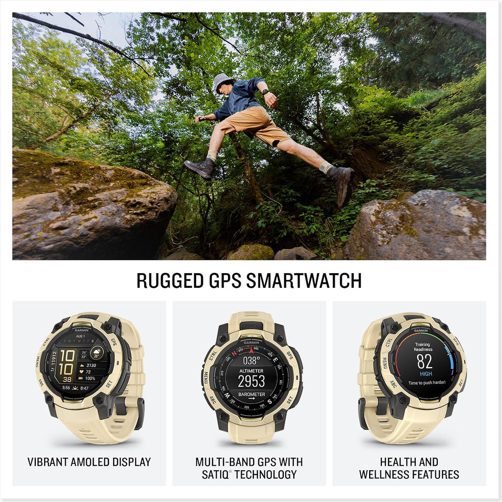 Garmin Instinct 3-45 mm, AMOLED Display, 18 Day Battery, Rugged Outdoor GPS Smartwatch, Built-in Flashlight, Alpine Rush Collection Limited Edition Color, Citrine with Citrine Band Bundle