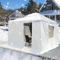 8x8 FT Outdoor Gazebo Cover for Hardtop Gazebo, Universal Winter Gazebos Cover with Sidewalls and Mesh Windows, All-Season Used -White (Gazebos Not Included)