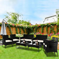 8PCS Patio Conversation Set | Outdoor Patio Furniture Set | Outdoor Sectional Sofa Set | 4 Single Sofa, 2 Loveseats and 2 Tea Tables for Backyard, Deck