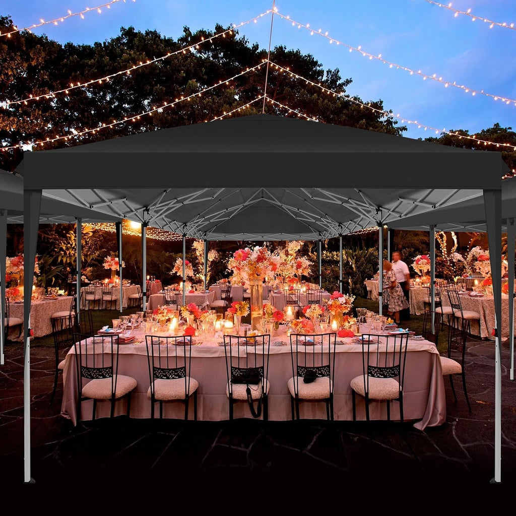 COBIZI 10x30 Canopy Party Tent with 8 Walls 10x30 Pop Up Canopy for Parties Waterproof UPF 50+ Outdoor Commercial Event Tent for Party Backyard Gazebo Canopy with Sidewalls & Sandbags(Black,10x30ft