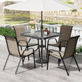 TLSUNNY Patio Dining Set 5 Pieces, All Weather Outdoor Furniture W/30'X 30' Table and 4 Stackable Textilene Chairs, Metal Table and Chairs for Lawn, Garden, Poolside, Backyard (Umbrella not Included)