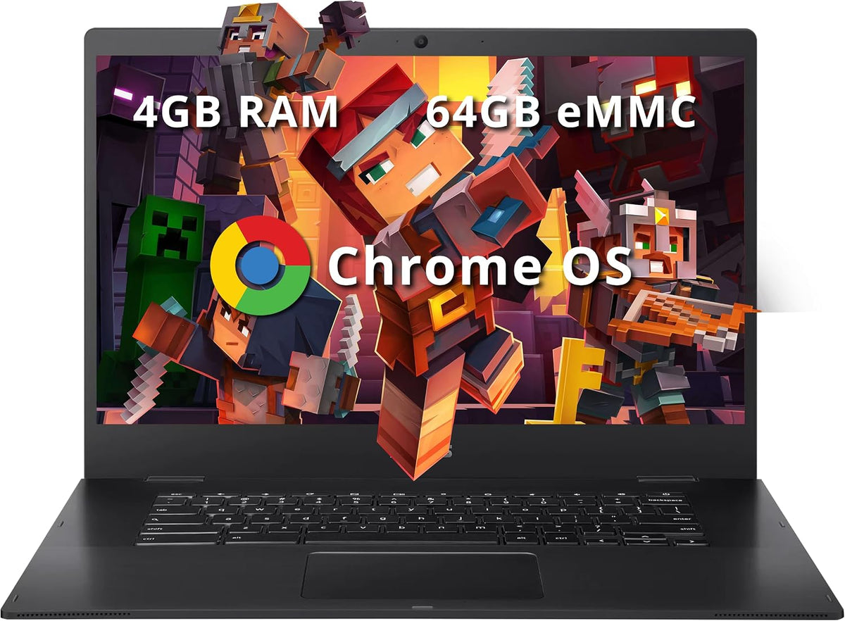 ASUS CX1500CNA Chromebook 15.6' HD Laptop, Intel Celeron N3350 Processor, 4GB RAM, 64GB eMMC Flash Memory, Intel HD Graphics, HD Webcam, Stereo Speakers, Chrome OS, Black, (renewed)