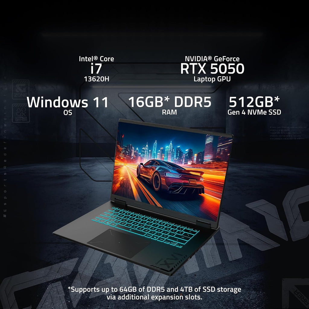 GIGABYTE - Gaming A16 Gaming Laptop - 165Hz 1920x1200 WUXGA - NVIDIA GeForce RTX 5050 - Intel i7-13620H - 512GB SSD with 16GB DDR5 RAM - Windows 11 Home AD Gaming A16 CTHI3US894SH