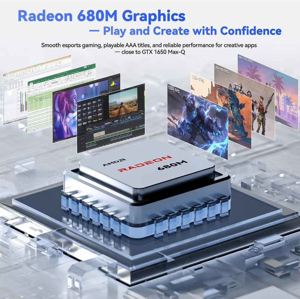 NIMO 17.3' FHD Gaming Laptop – AMD Ryzen 7 7735HS 8-Core/16-Thread, Radeon 680M Graphics, 16GB DDR5, 1TB NVMe SSD, Light Gaming & Esports Ready, Backlit Keyboard, Fingerprint Unlock, 100W PD Type-C