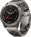 Garmin Fenix 6X Pro Solar, Premium Multisport GPS Watch with Solar Charging Capabilities, Features Mapping, Music, Grade-Adjusted Pace Guidance and Pulse Ox Sensors, Titanium