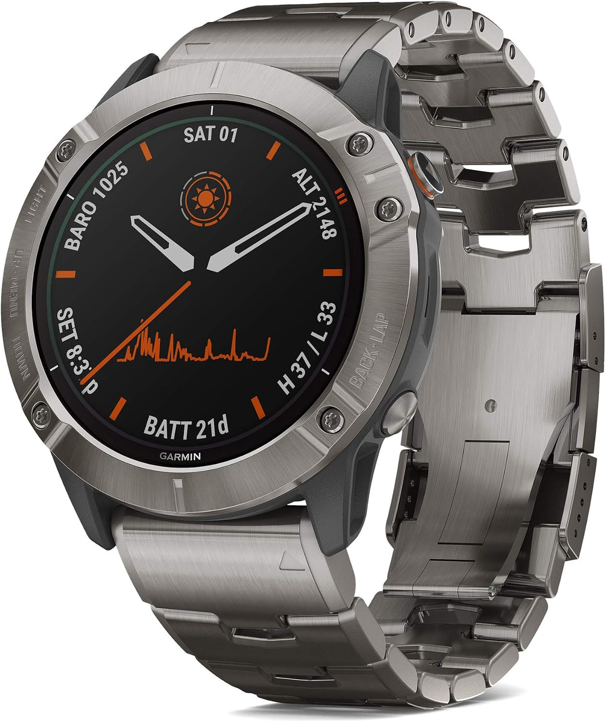 Garmin Fenix 6X Pro Solar, Premium Multisport GPS Watch with Solar Charging Capabilities, Features Mapping, Music, Grade-Adjusted Pace Guidance and Pulse Ox Sensors, Titanium