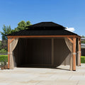 Covered Outdoor Outdoor Gazebo Privacy Curtains & Mosquito Netting with Zipper for 13' x 15' Cedar Wood Gazebo, Replacement Universal 4-Panel Sidewalls, Replacement for Patio Canopy, Khaki