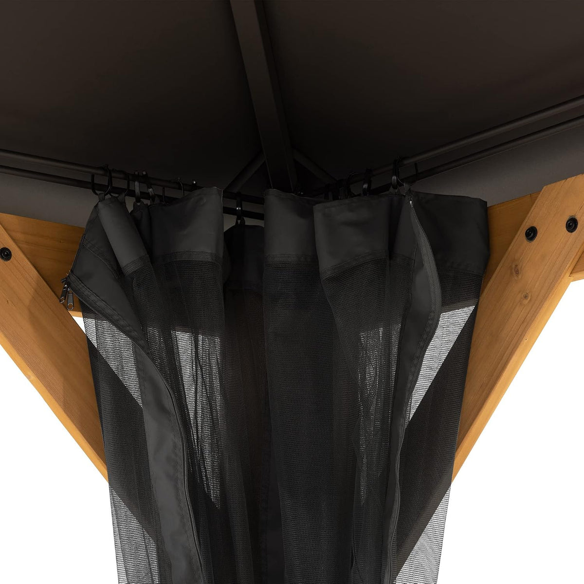 Sunjoy Replacement Mosquito Netting Panels,Waterproof 6- Panels Screen Walls for 12 x 20 ft Outdoor Gazebo, Patio & Backyard Protection, Black