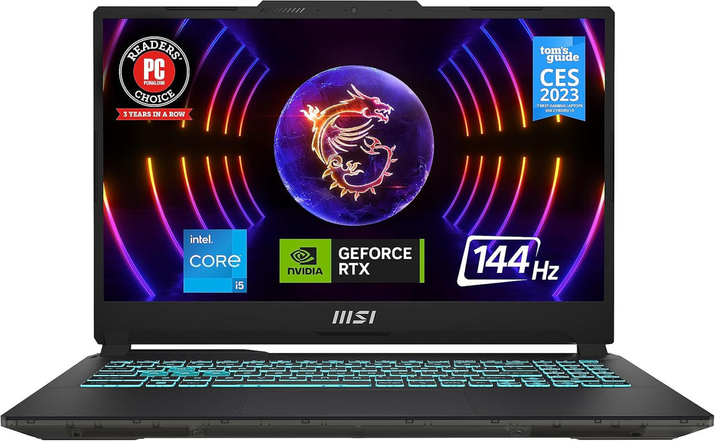 msi Cyborg 15 Gaming Laptop: Intel Core i5-12450H GeForce RTX 2050, 15.6' FHD, 144Hz, 16GB DDR5, 512GB NVMe SSD, Type-C USB 3.2 Gen 1, Cooler Boost 5, Win 11 Home: Black A12UCX-276US