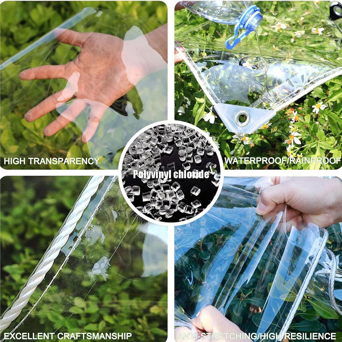 Heavy Duty Clear Tarp 8.2ft x 19.5ft Thickened 14Mil Waterproof Clear Tarps with Grommets Tear Resistant PVC Vinyl Reinforced Edges for Greenhouse Patio Garden Pavilion Porch Outdoor Chicken Coop
