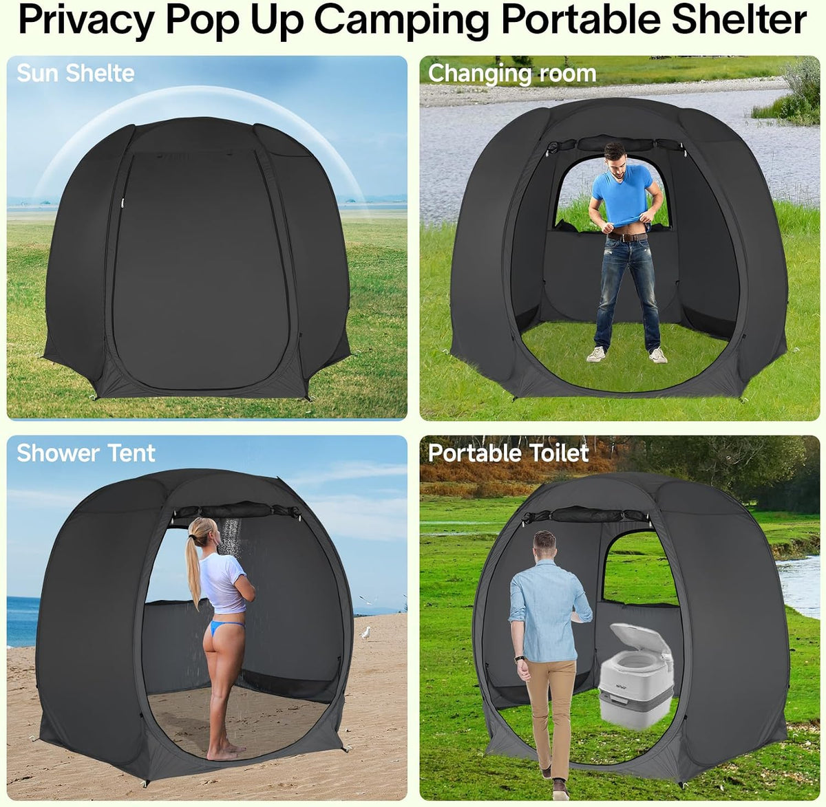 Alvantor® Pop Up Screen Tent House Room Instant Outdoor Camping Canopy Sun Shelter Gazebo for Patio, Backyard & Deck, Privacy Tent(2-10 People, 8'x8' 10'x10' 12'x12')