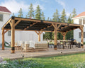 AMERLIFE 10 x 20 FT Spruce Wood Hardtop Gazebo with Sloped Galvanized Steel Roof, Heavy Duty Outdoor Pergola with Bar Shelf for Grill, BBQ, Patio, Backyard, Garden