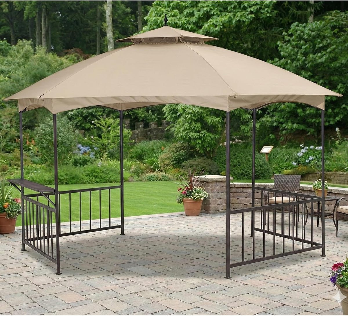 Garden Winds Reinforced RipLock 350 Replacement Canopy Top Cover Compatible with Madison Hexagon 11.4' x 13.2' Gazebo Model D-GZ076PST-D - Beige