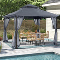 MASTERCANOPY Outdoor Patio Gazebo with Double Roofs, Stable Steel Frame and Mosquito Netting (11x13,Dark Gray)