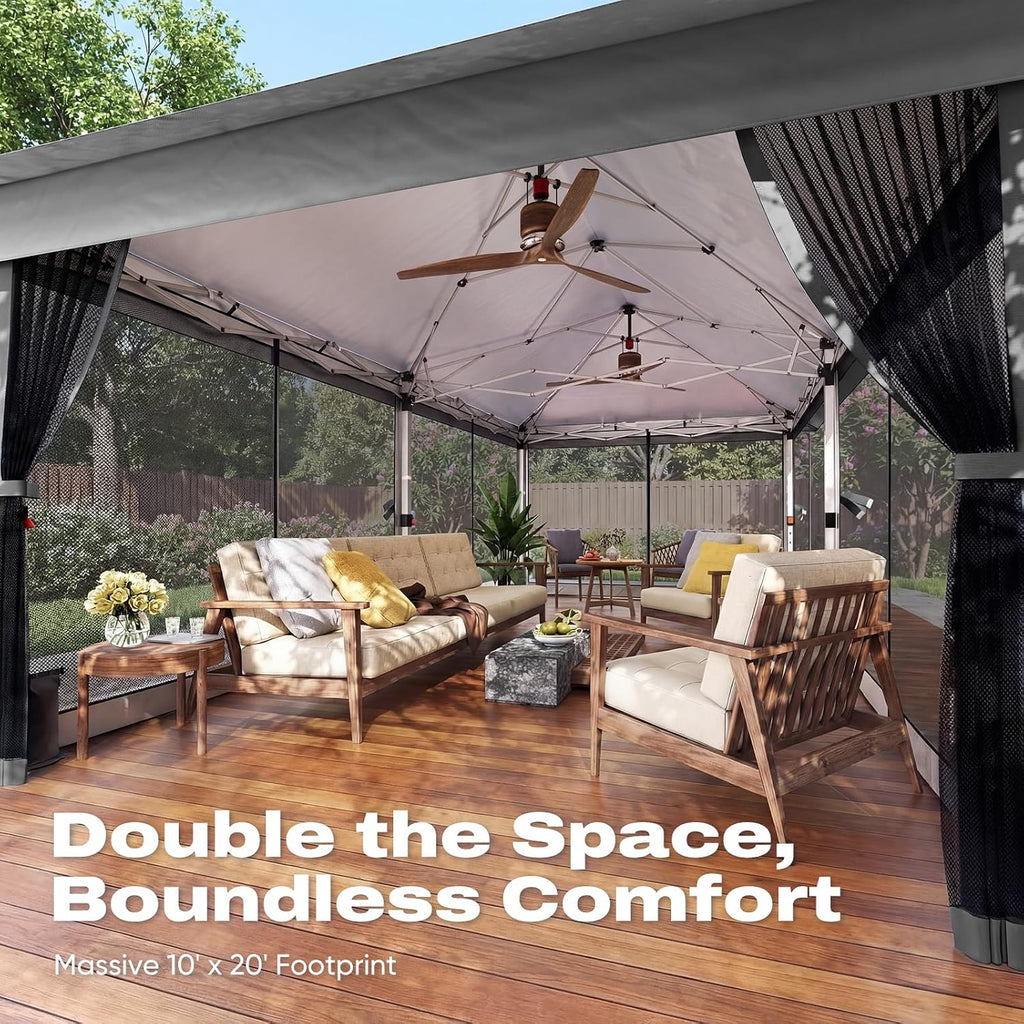 Quictent 10'x20' Pop up Gazebo Canopy Tent, One Person Set up Portable Instant Folding Shelter, Outdoor Canopy Tent with Extra Shade for Backyard, Patio, Party