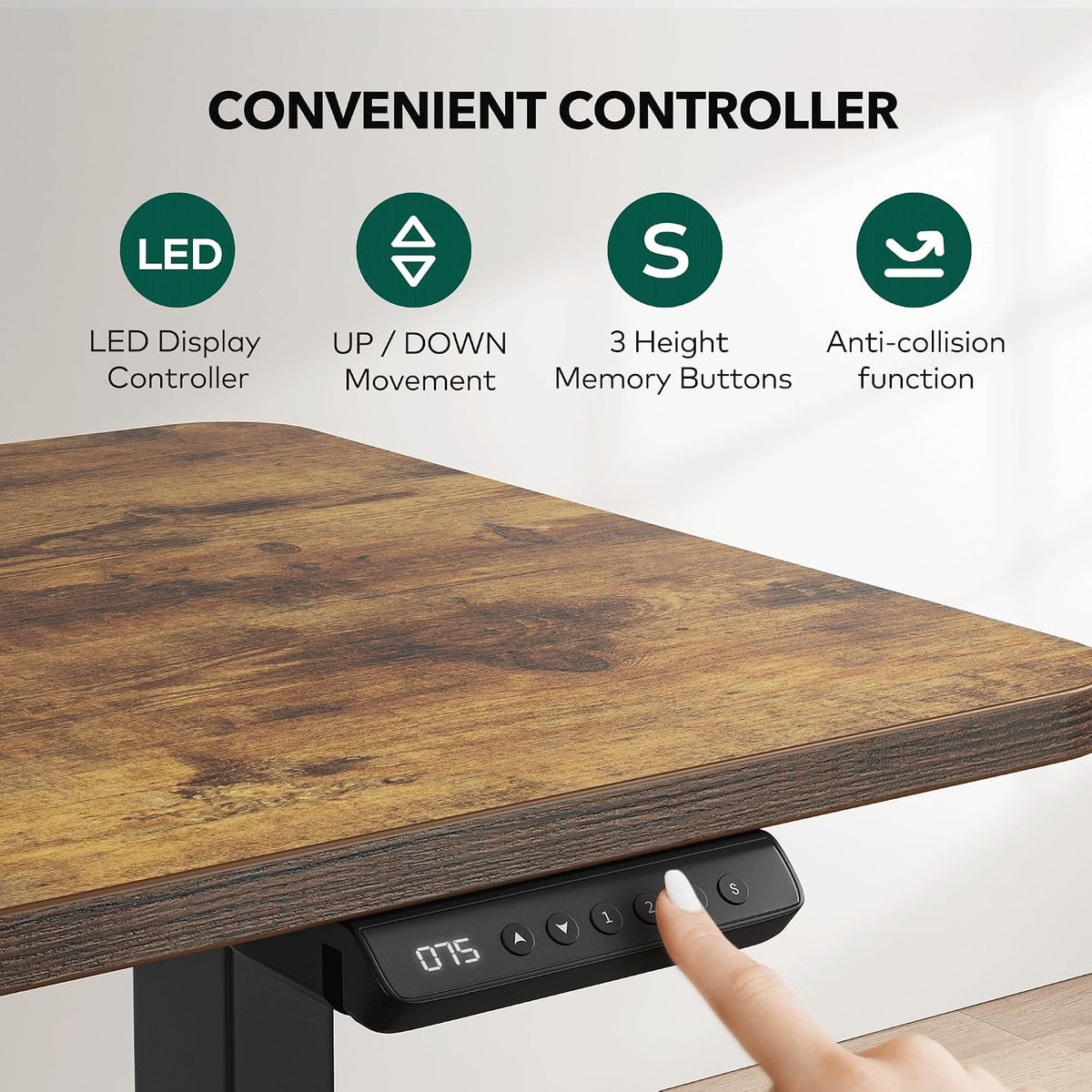FEZIBO 63' L Shaped Standing Desk - Adjustable Corner Standing Desk L Shape, L-Shaped Adjustable Table with Splice Board, Vintage-Brown