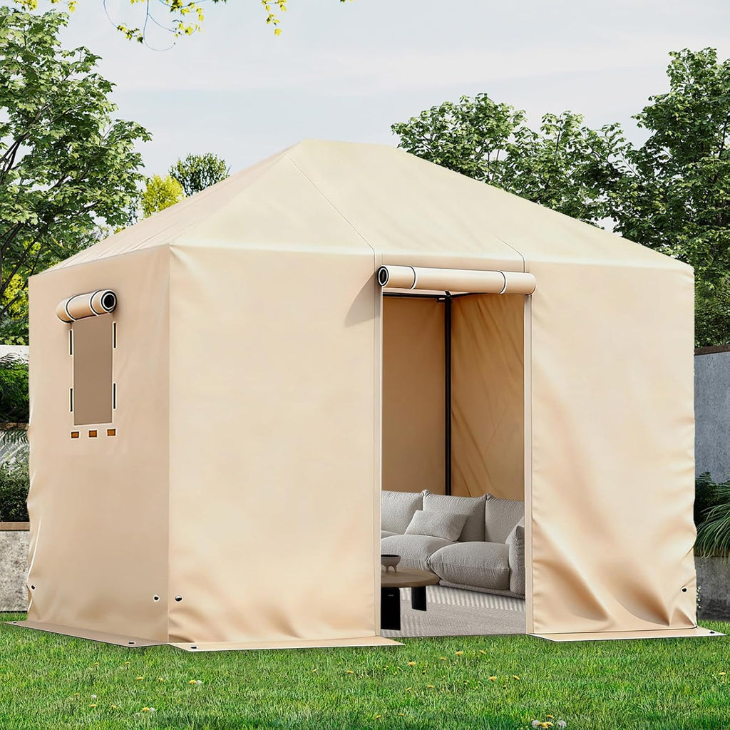 Winter Gazebo Cover for 10x12 Outdoor Hardtop Gazebos, Waterproof Enclosed Canopy Protective Covers Gazebo Accessories with 4 Sand Bags