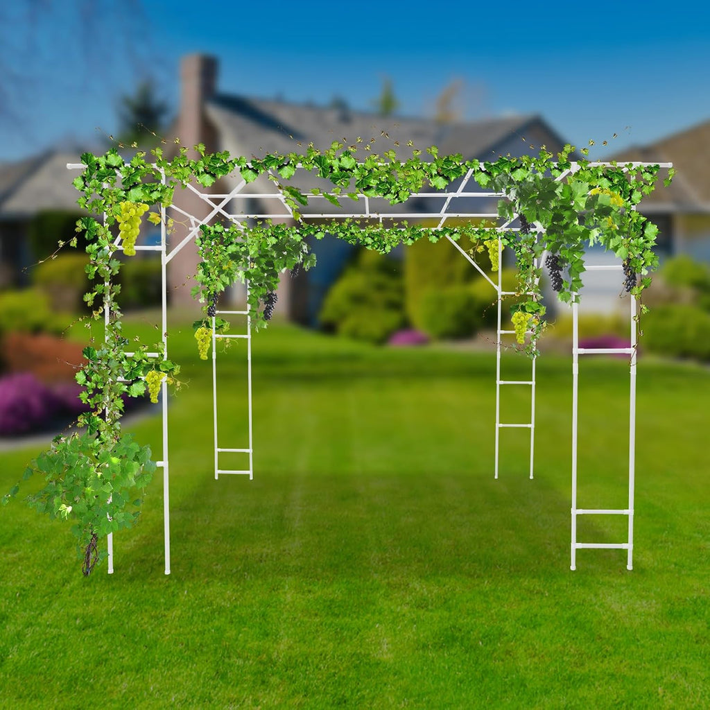Bacocoo Plant Climbing Stand, Outdoor Plant Support Rack, Heavy Duty Steel & ABS with PE Coating for Vines, Flowers, Vegetables - Easy Install for Garden, Yard, Patio Decoration of Pavilions. (White)