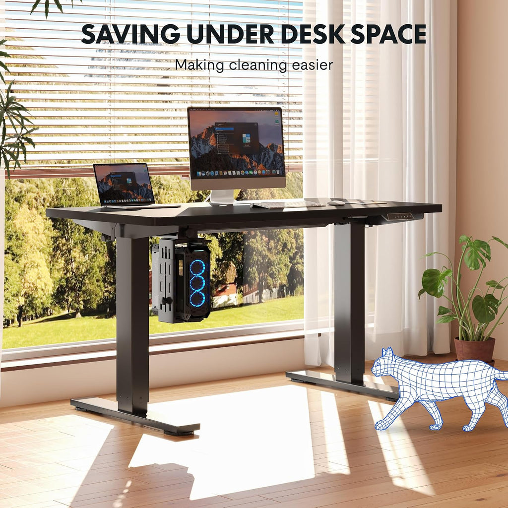 FLEXISPOT EN2 48''x24'' Electric Standing Desk with PC Stand Bundle, One-Piece Desktop, Easy-to-Install Hanging Design PC Mount, Bundle for Home Office, Game & Small Spaces, Black