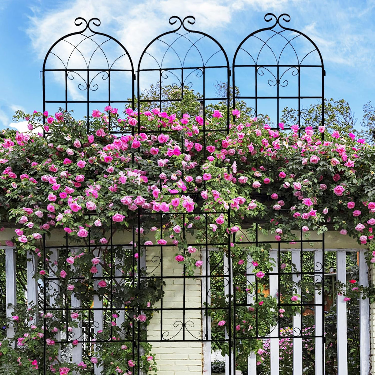 4-Piece Metal Garden Grille 86.7 'x 19.7' Rust Proof Grille (Total Length 182.68 inches) Metal Garden pergola Holiday Decoration Pavilion