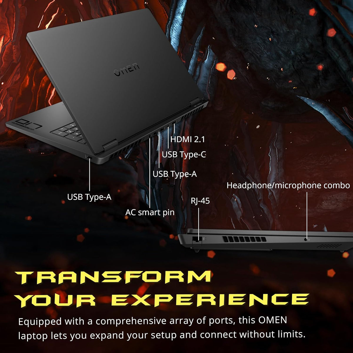 HP Omen 17.3' QHD Gaming Laptop, AMD Ryzen AI 7 350, 64GB DDR5, 3TB Storage(2TB SSD+1TB Docking Station Set), NVIDIA GeForce RTX 5070 8 GB GDDR7, RGB Backlit Keyboard, Win11 Home, Black
