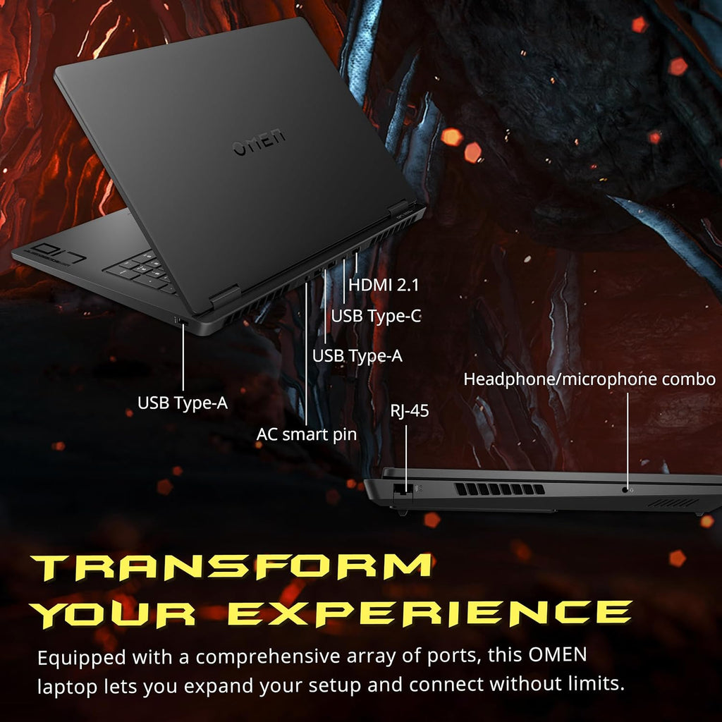 HP Omen 17.3' QHD Gaming Laptop, AMD Ryzen AI 7 350, 32GB DDR5, 2TB Storage(1TB SSD+1TB Docking Station Set), NVIDIA GeForce RTX 5070 8 GB GDDR7, RGB Backlit Keyboard, Win11 Home, Black