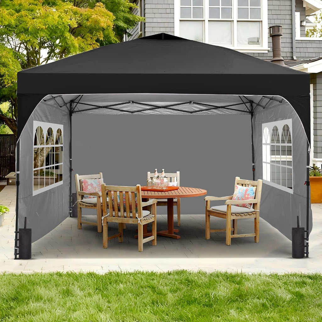 GDY 12x12FT Pop Up Canopy Tent with One Push Setup, Easy to Install with 4-Sidewalls for Events, Parties, Camping, Outdoor Gazebo with 4-Sandbags, Black.