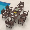 7 Piece Outdoor Dining Set, HDPS Patio Table and Chairs Set, 66' Patio Table with 1.96' Umbrella Hole & 6 Chairs, All Weather Furniture for Garden, Backyard, Poolside (Coffee Brown)