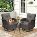 Outdoor Swivel Rocker Patio Chairs 3 Pieces，Swivel Patio Chairs with Cushions，Outdoor Swivel Rocking Chairs Set of 2 with Rattan Side Table，Patio Furniture Set for Outside Porch Deck