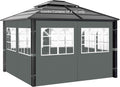 Gazebo Privacy Curtains 10' x 10' with PVC Windows, 4-Panels Side Wall with Zipper Universal Replacement for Patio, Outdoor Canopy, Garden and Backyard, Gray