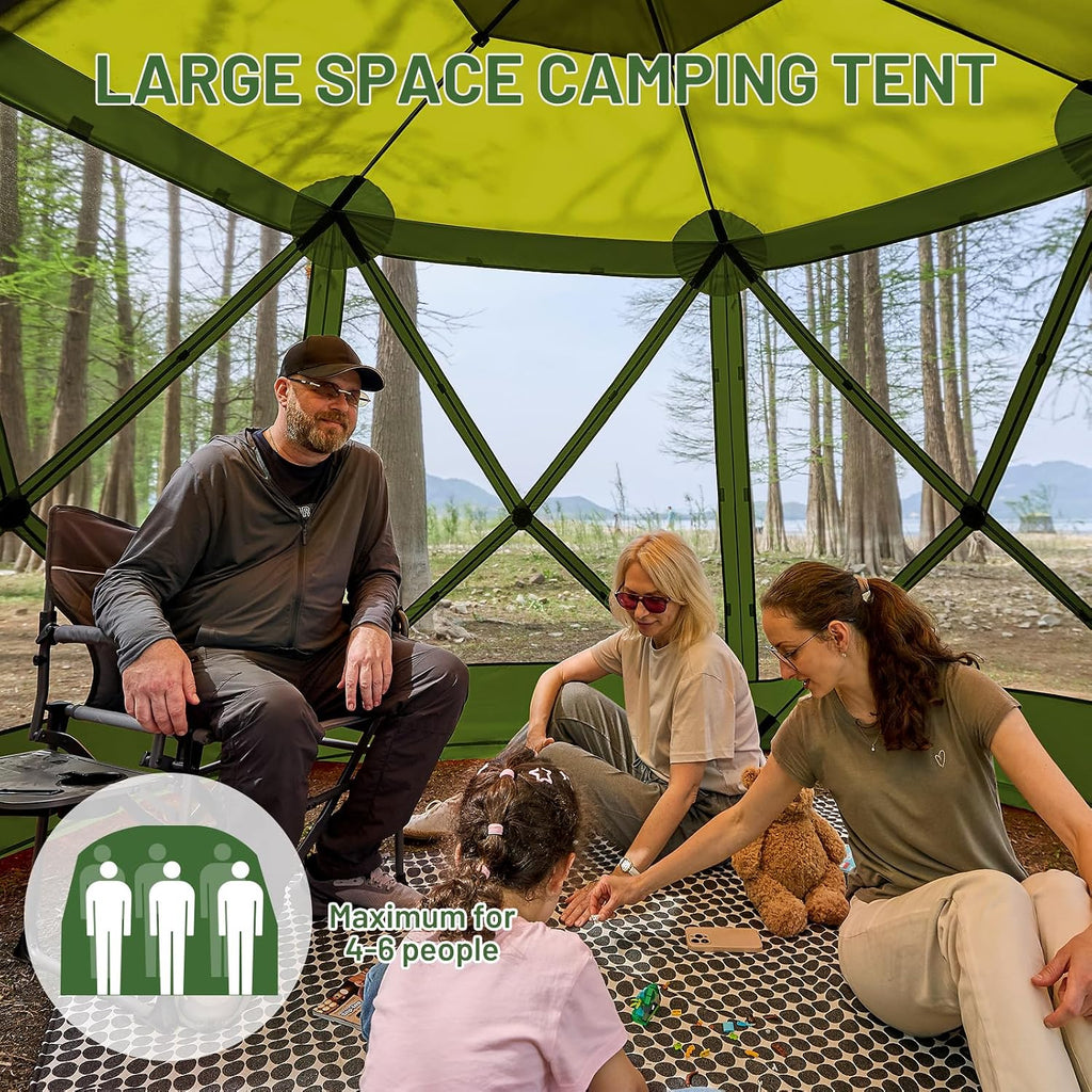 Timber Ridge Easy Pop Up Gazebo Canopy Tent for Camping, 11.5 X 9.8 Ft Portable Instant Screenhouse, Pop Up Screened in Canopy with Netting for Backyard, Patio, Outdoor, Tailgating, Picnics, Green
