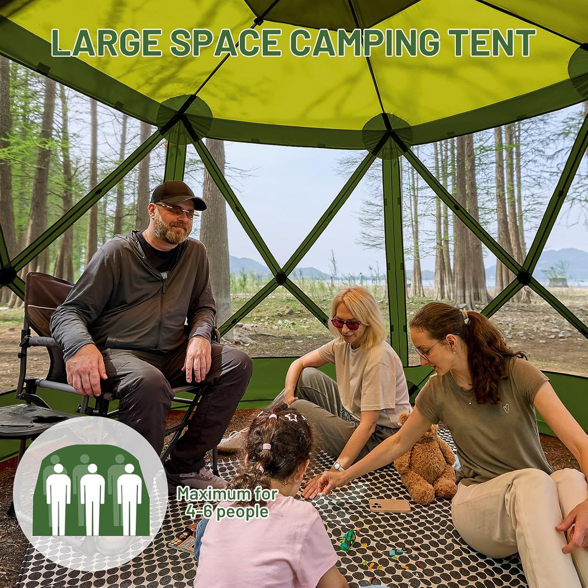 Timber Ridge Easy Pop Up Gazebo Canopy Tent for Camping, 11.5 X 9.8 Ft Portable Instant Screenhouse, Pop Up Screened in Canopy with Netting for Backyard, Patio, Outdoor, Tailgating, Picnics, Green